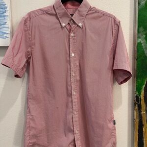 Hugo Boss Short-Sleeve Button-Down Shirt in Dusty Rose